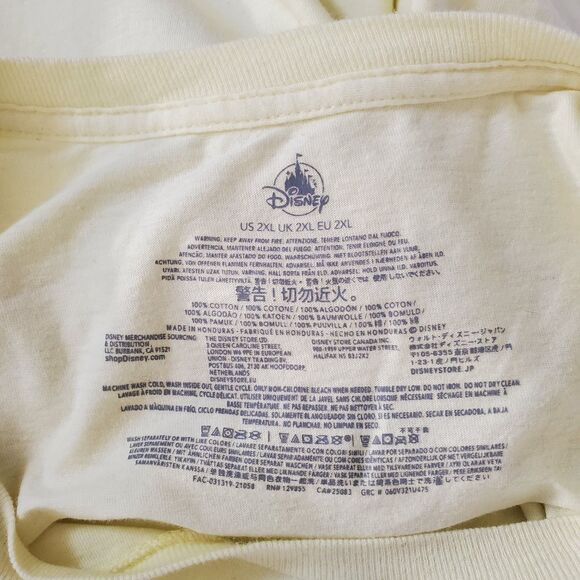 DISNEY T-SHIRT YELLOW SHORT SLEEVE COTTON SIZE 2X - Picture 8 of 9